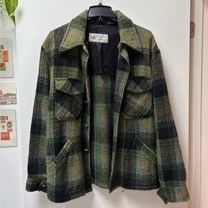 Vintage Green Plaid Wool Jacket
